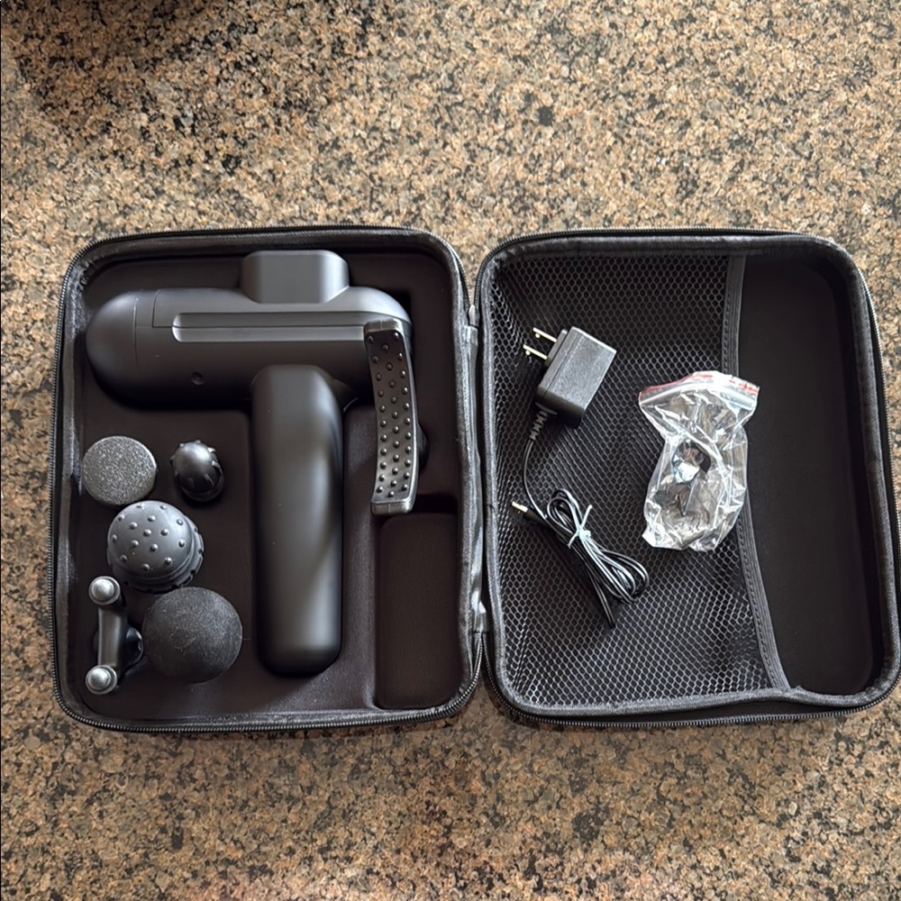 Black VR Headset with Accessories and Protective Case